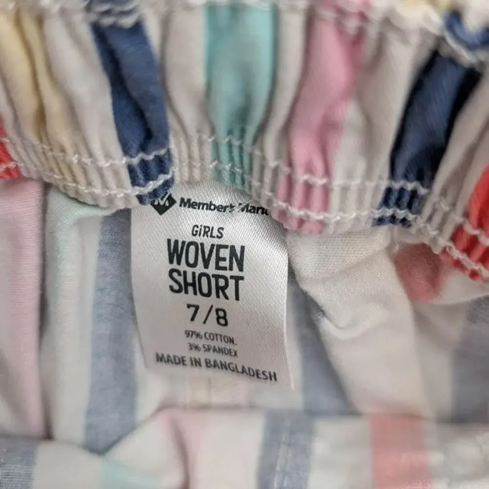 Members Mark Shorts Girls Yough Medium 7/8 Woven Elastic Waistband Bundle of 4